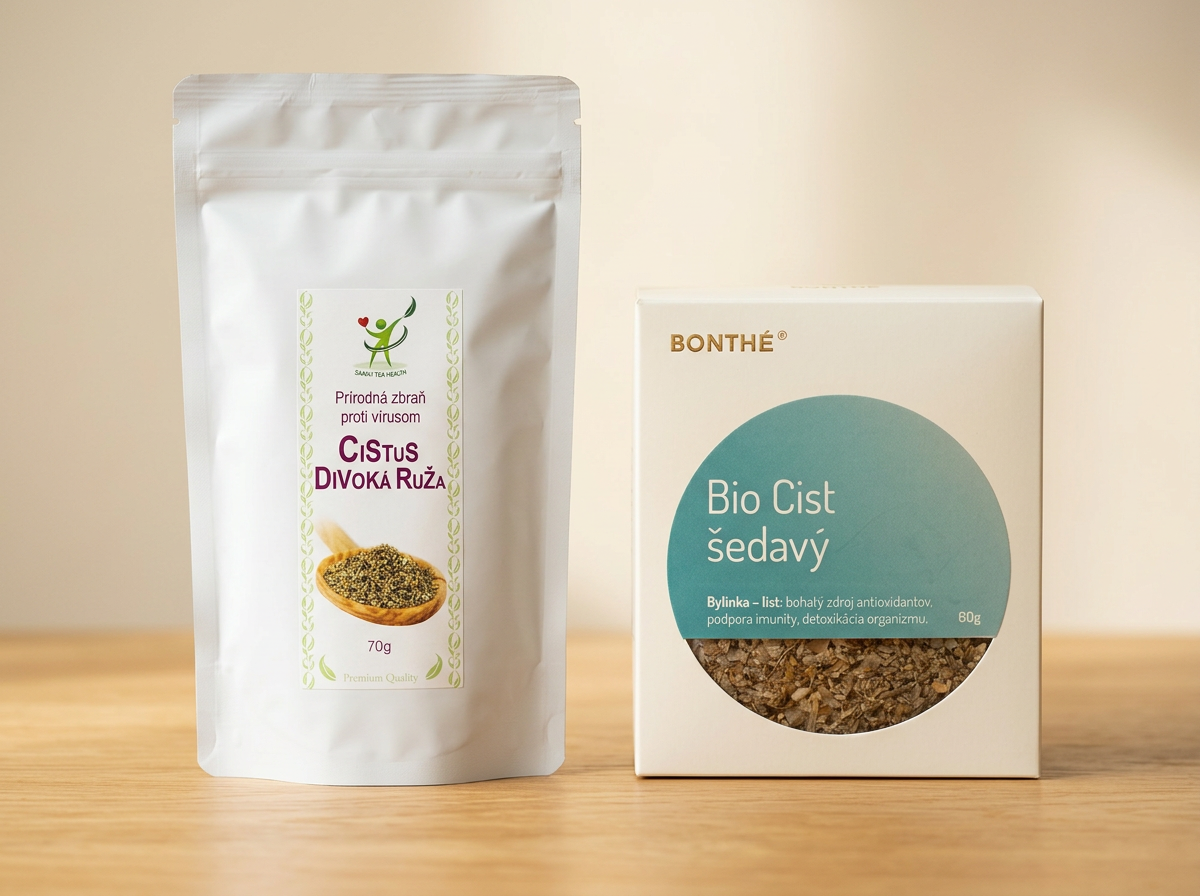 Sypaný čaj Cistus divoká ruža (Sanny Tea Health) a Bio Cist šedavý Bonthé