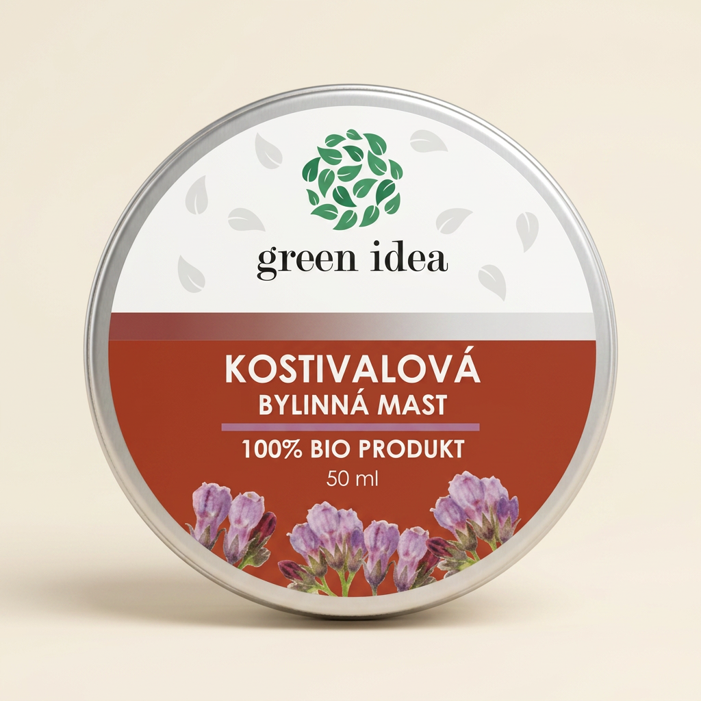 green idea Kostivalová bylinná mast 50 ml – hliníková dóza s fialovými kvetmi kostihoja