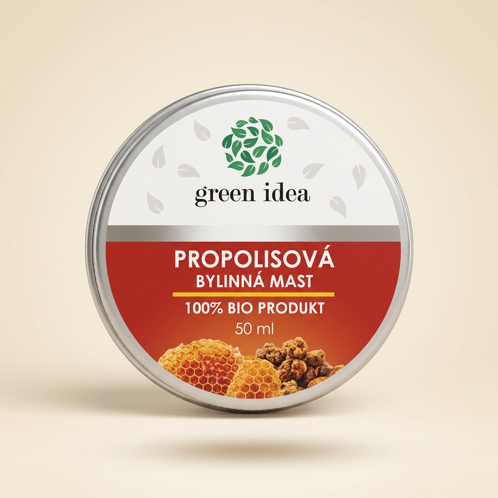 green idea Propolisová bylinná mast 50 ml – hliníková dóza s plástom a propolisom na štítku