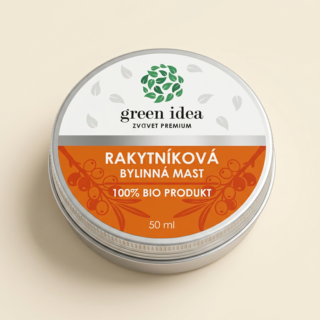 green idea Rakytníková bylinná mast 50 ml – hliníková dóza s plodmi rakytníka na štítku