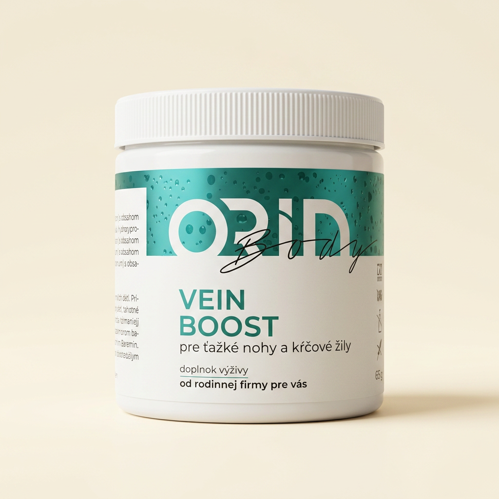 ORIN BODY VEIN BOOST – biela dóza s tyrkysovou etiketou, pre ťažké nohy a kŕčové žily