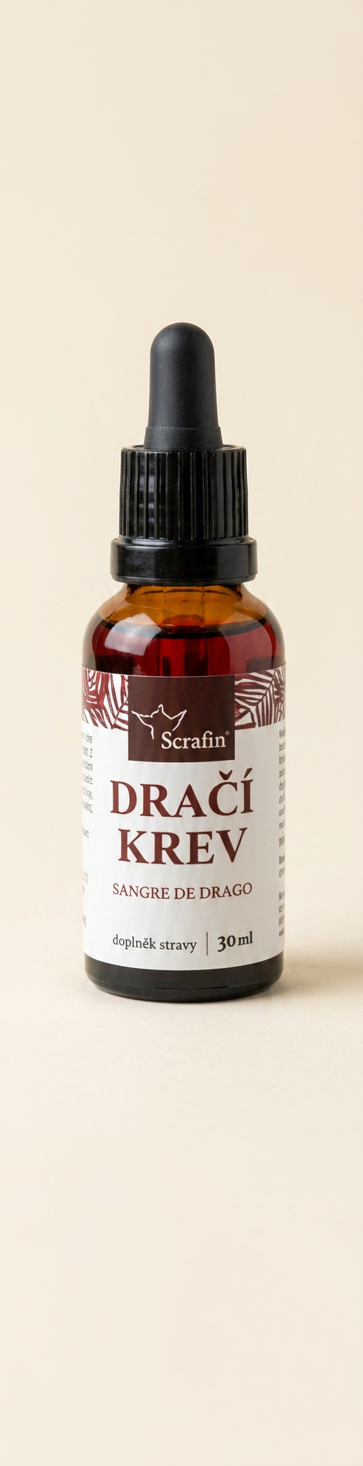 Scrafin Dračí krev – Sangre de Drago, 30 ml kvapky v hnedej sklenenej fľaštičke s čiernou kvapkadicou