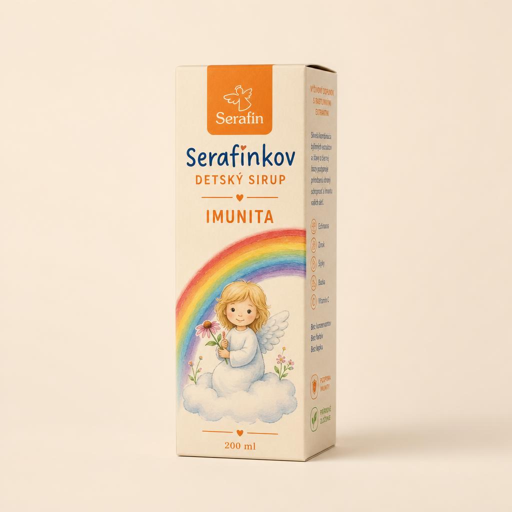 Serafínkov detský sirup Imunita – papierová krabička s dúhou a anjelikom
